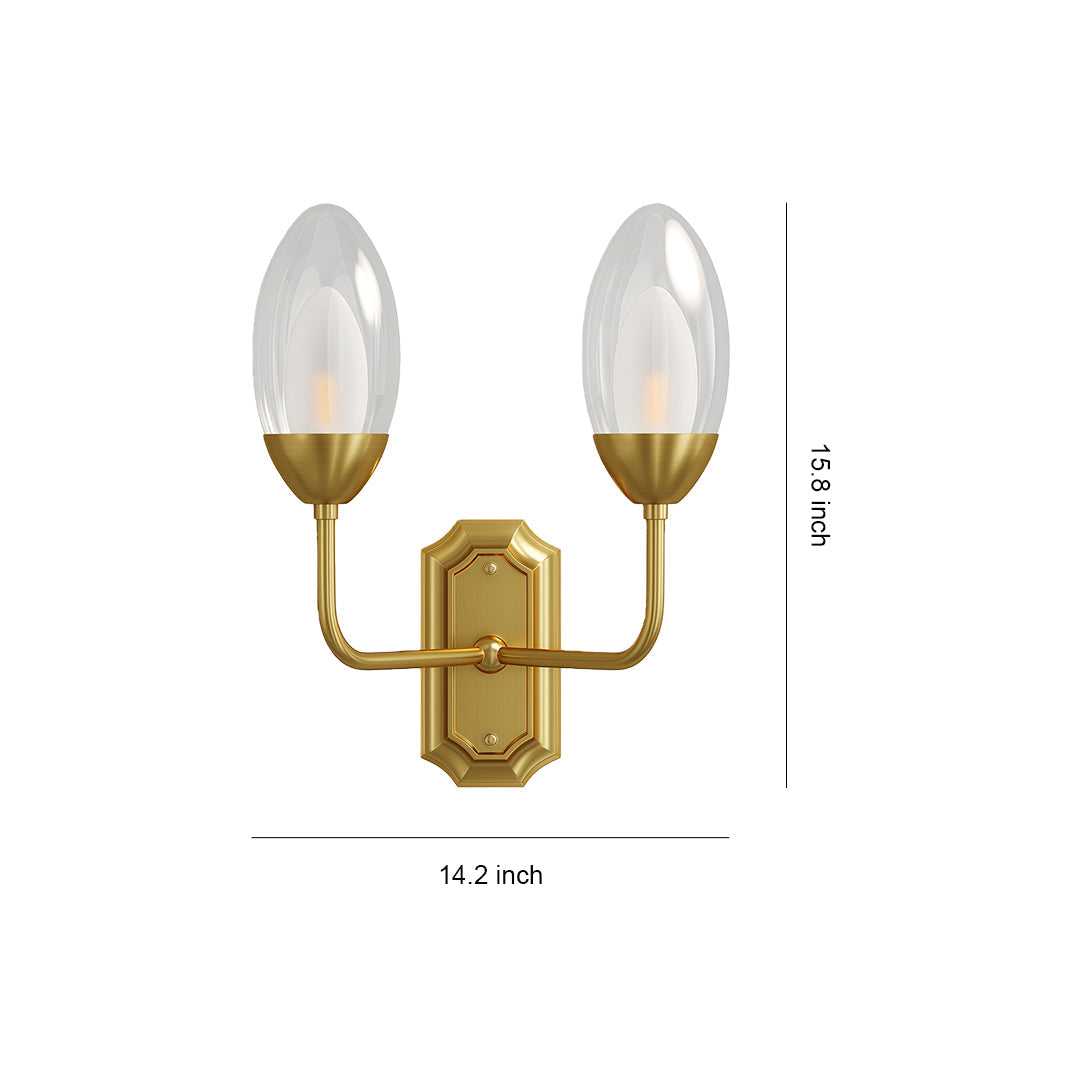 Elysia Twin Glass Wall Lamp – Dual Arm Architectural Interior Wall Lighting Fixture