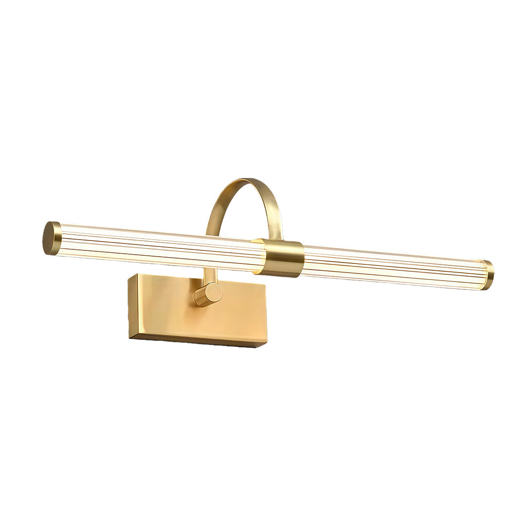 Aurex Vanity Light Bar – LED Brass Bathroom Mirror Wall Sconce Modern Glass Tube Fixture