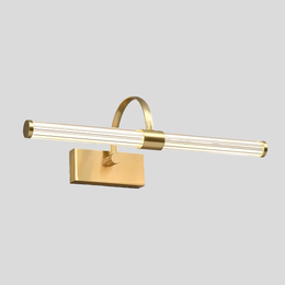 Aurex Vanity Light Bar – LED Brass Bathroom Mirror Wall Sconce Modern Glass Tube Fixture