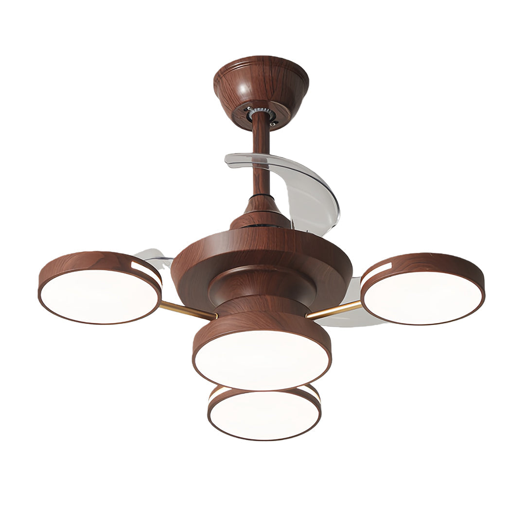 Aurex Four Light Ceiling Fan Light – Modern Gold LED Chandelier Fan Retractable Blade Fixture
