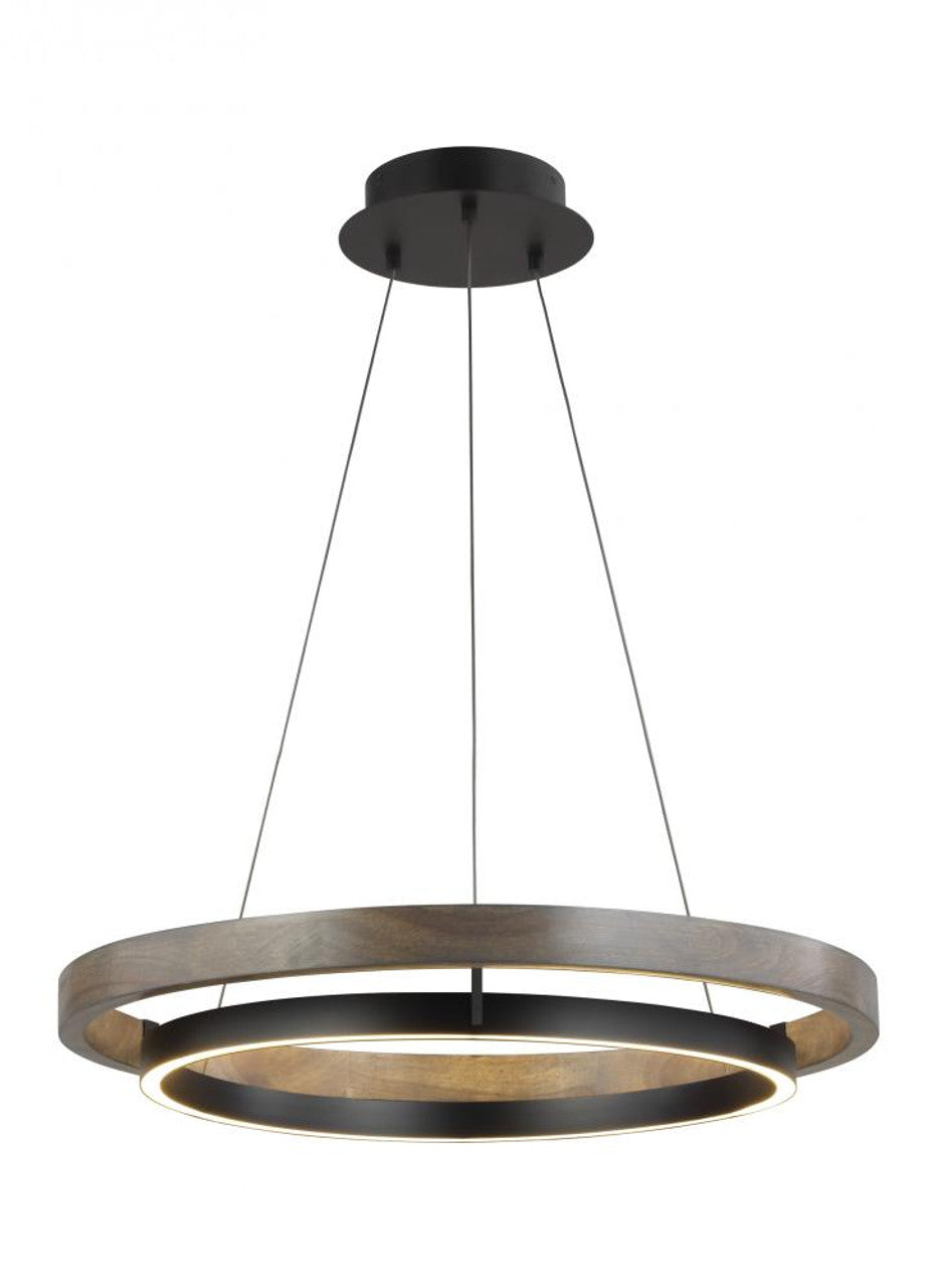 Oakring Halo Chandelier – Weathered Wood LED Ring Ceiling Lighting Fixture