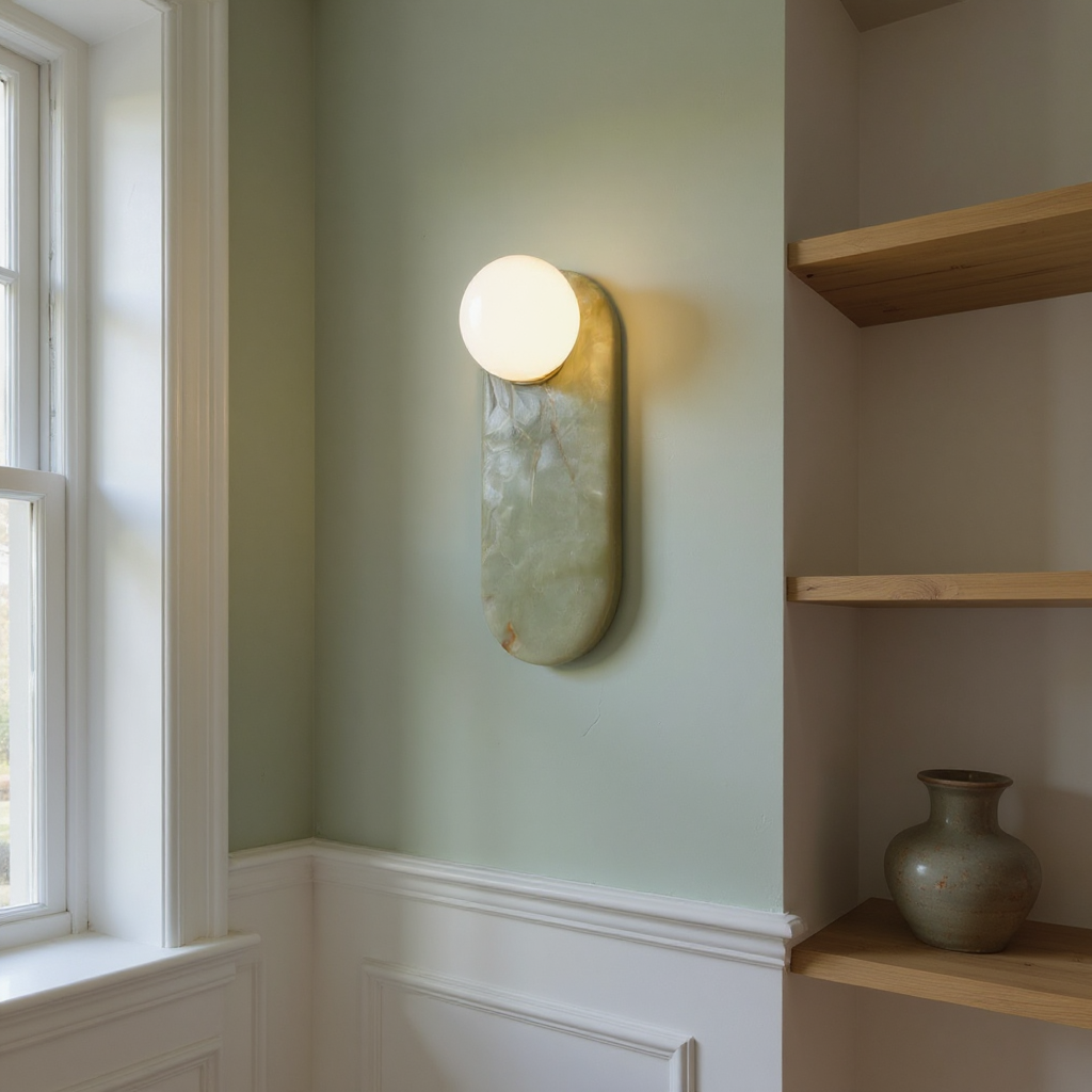 Jade Dome Wall Lamp – Natural Jade Stone Wall Lamp Warm Ambient Glow Bedroom Hallway
