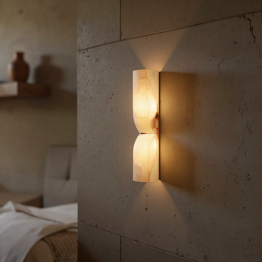 Quartz Prism Wall Sconce – LED Architectural Wall Light Natural Alabaster Glow Subtle Contours