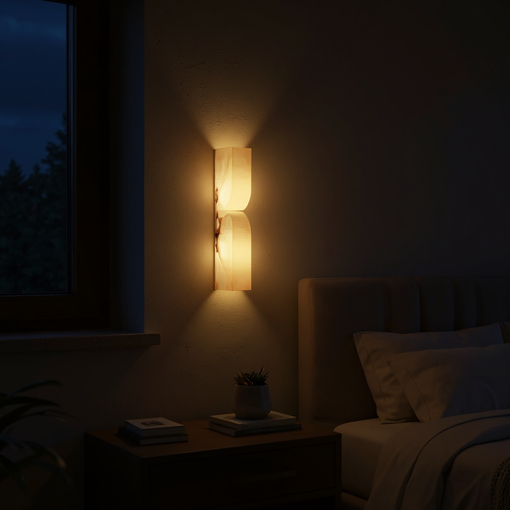 Quartz Prism Wall Sconce – LED Architectural Wall Light Natural Alabaster Glow Subtle Contours