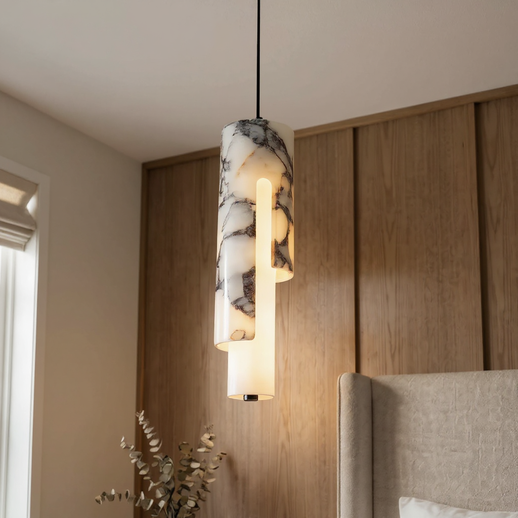 Marble Vein Pendant Light – LED Ambient Pendant Fixture Warm Glow In Natural Marble Vein Modern Interiors