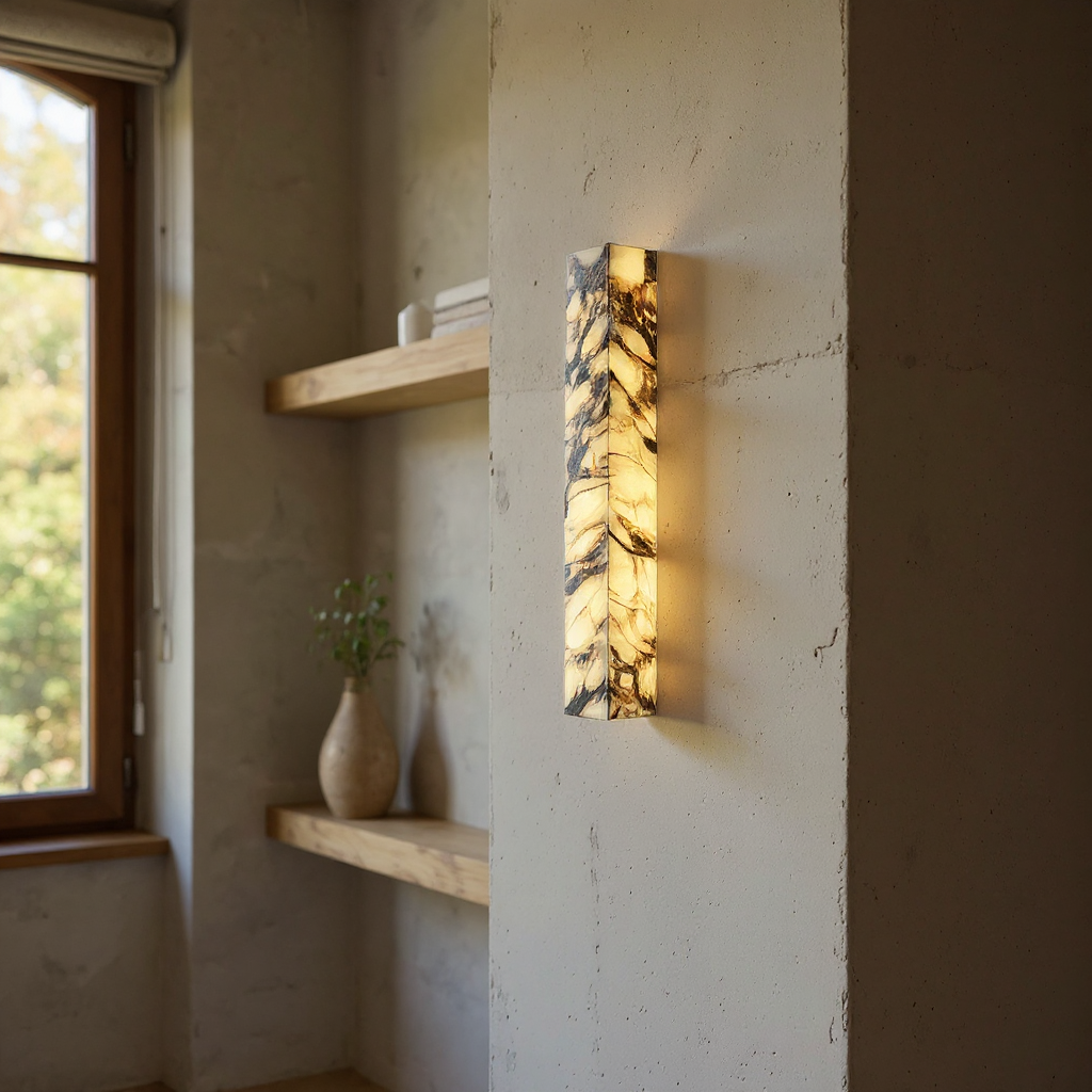 Quiet Marble Dome Wall Light – LED Ambient Marble Wall Light Fixture Modern Interiors