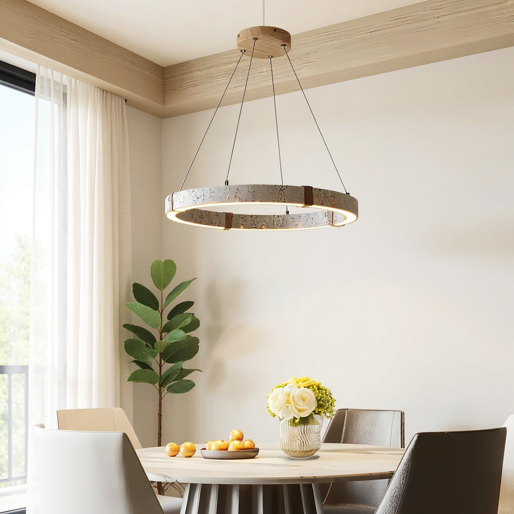 Quiet Travertine Ring Chandelier – LED Circular Travertine Ring Modern Ceiling Fixture