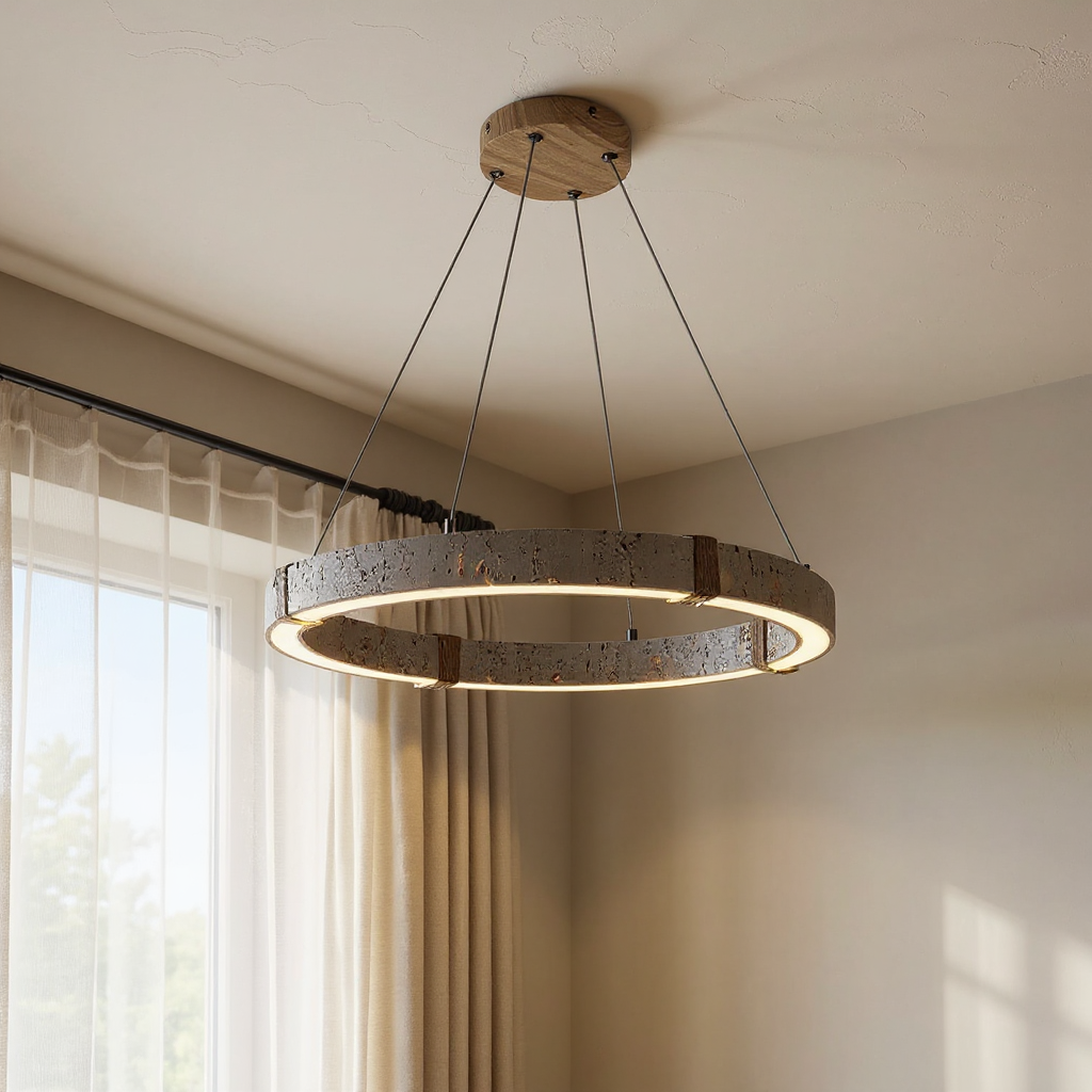 Quiet Travertine Ring Chandelier – LED Circular Travertine Ring Modern Ceiling Fixture