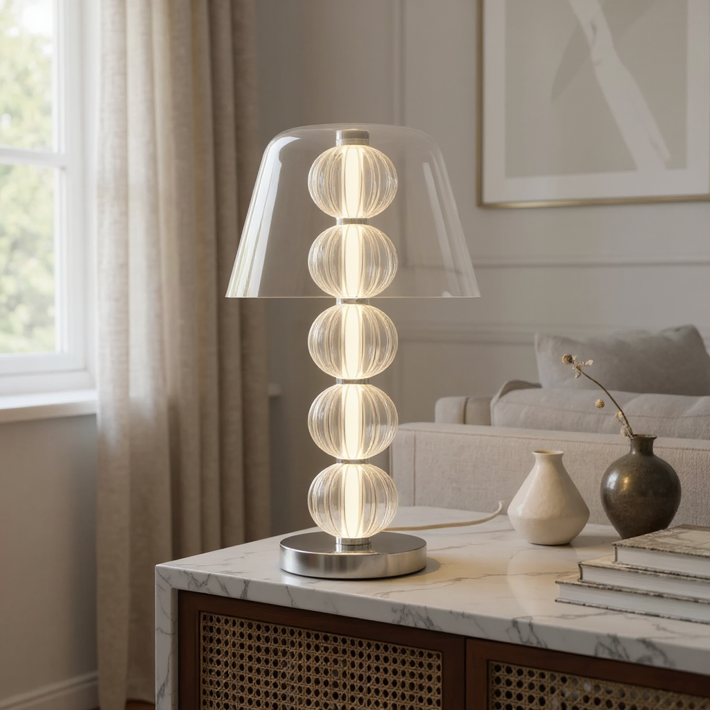 Cinder Dome Table Lamp – LED Integrated Warm White Glass Accent Light
