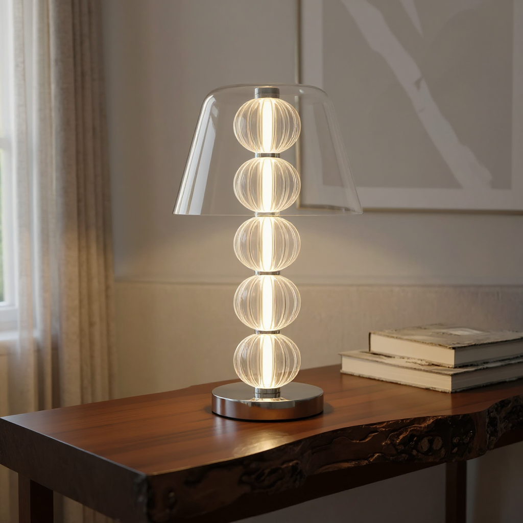 Cinder Dome Table Lamp – LED Integrated Warm White Glass Accent Light