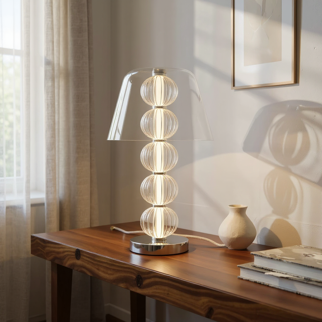 Cinder Dome Table Lamp – LED Integrated Warm White Glass Accent Light