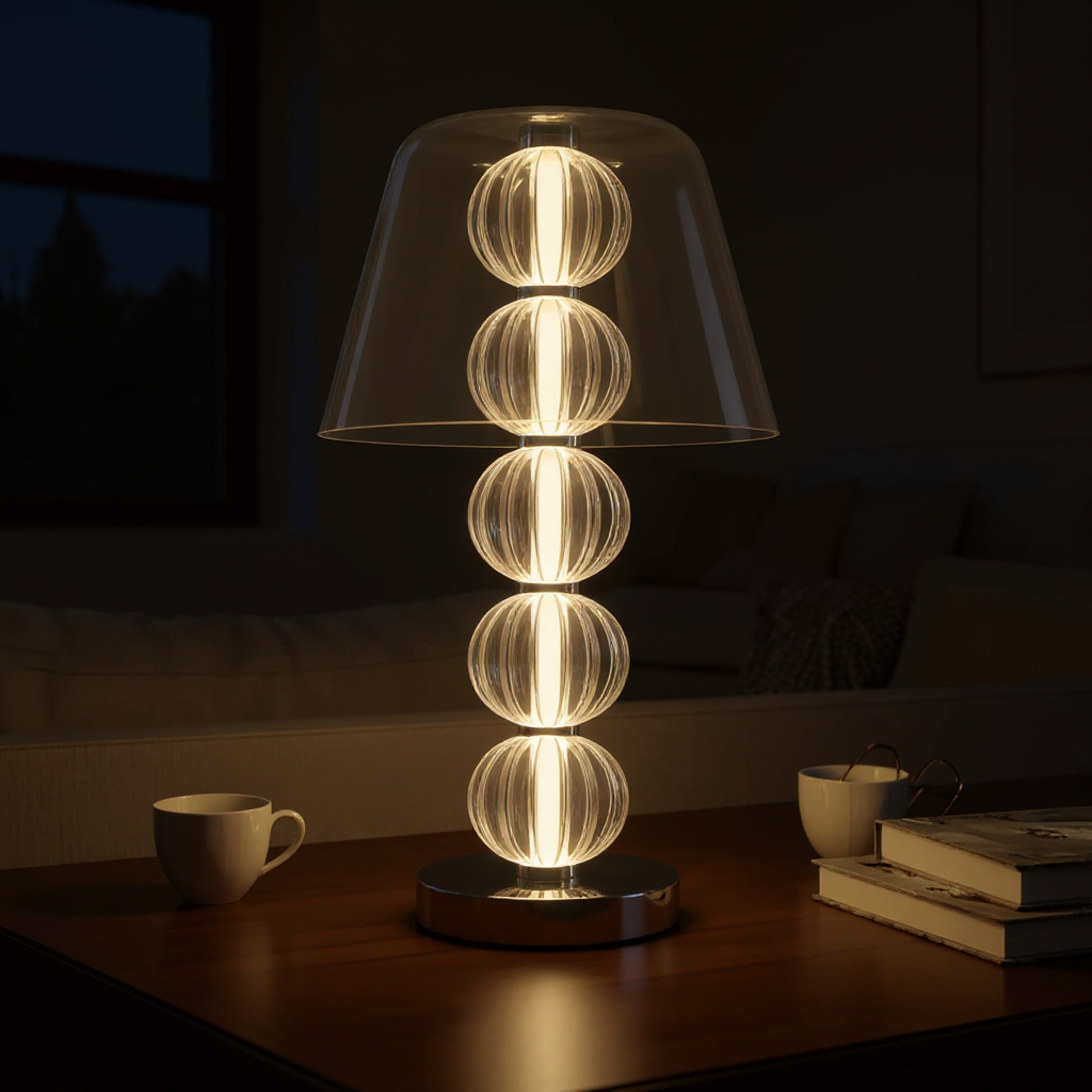 Cinder Dome Table Lamp – LED Integrated Warm White Glass Accent Light