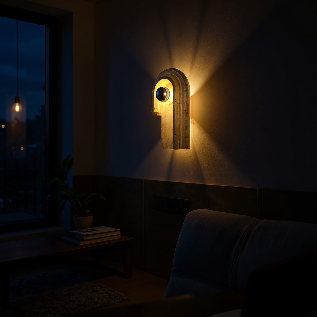 Stone Globe Wall Lamp – LED Indoor Wall Lighting Fixture Travertine Stone Finish