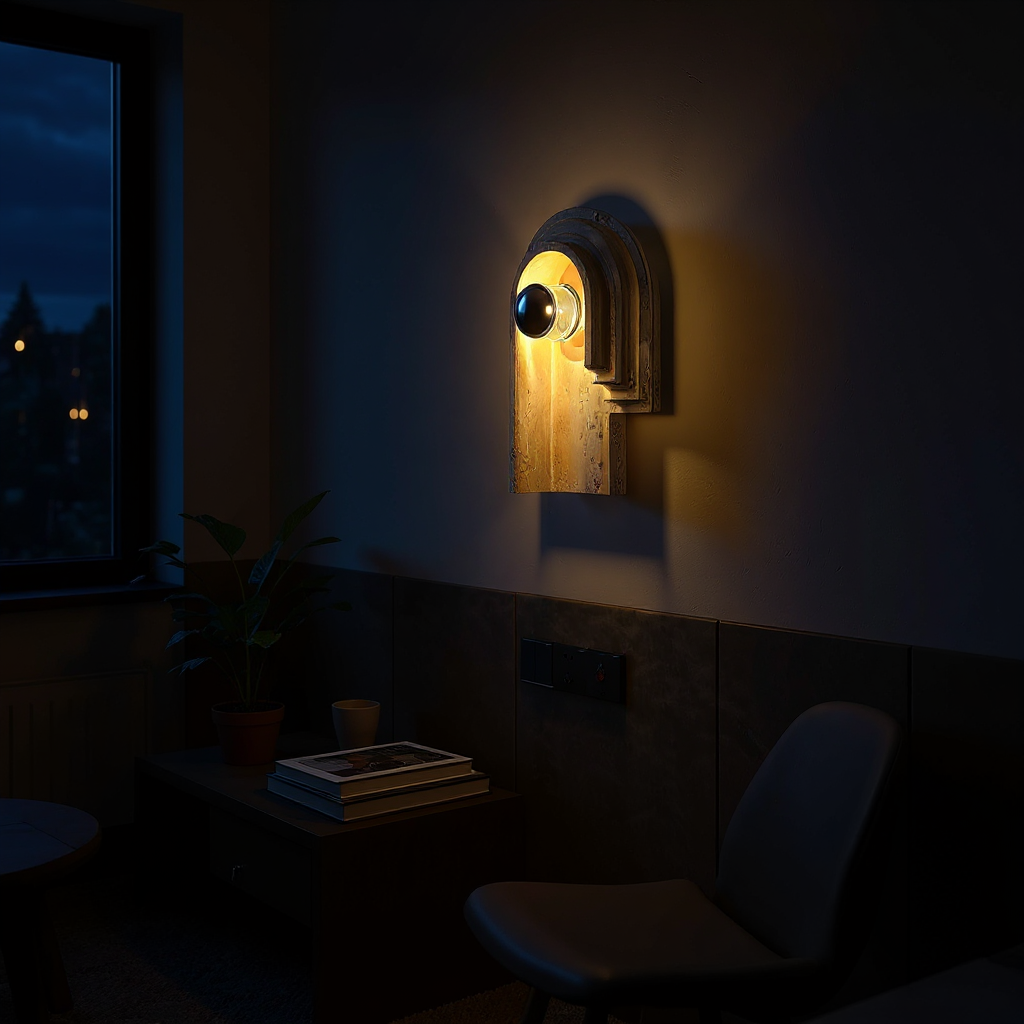 Stone Globe Wall Lamp – LED Indoor Wall Lighting Fixture Travertine Stone Finish