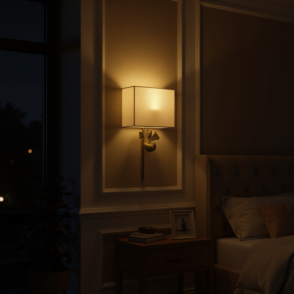 Meadow Globe Wall Sconce – Brass Leaf Body Square Fabric Shade Warm Ambient Lamp