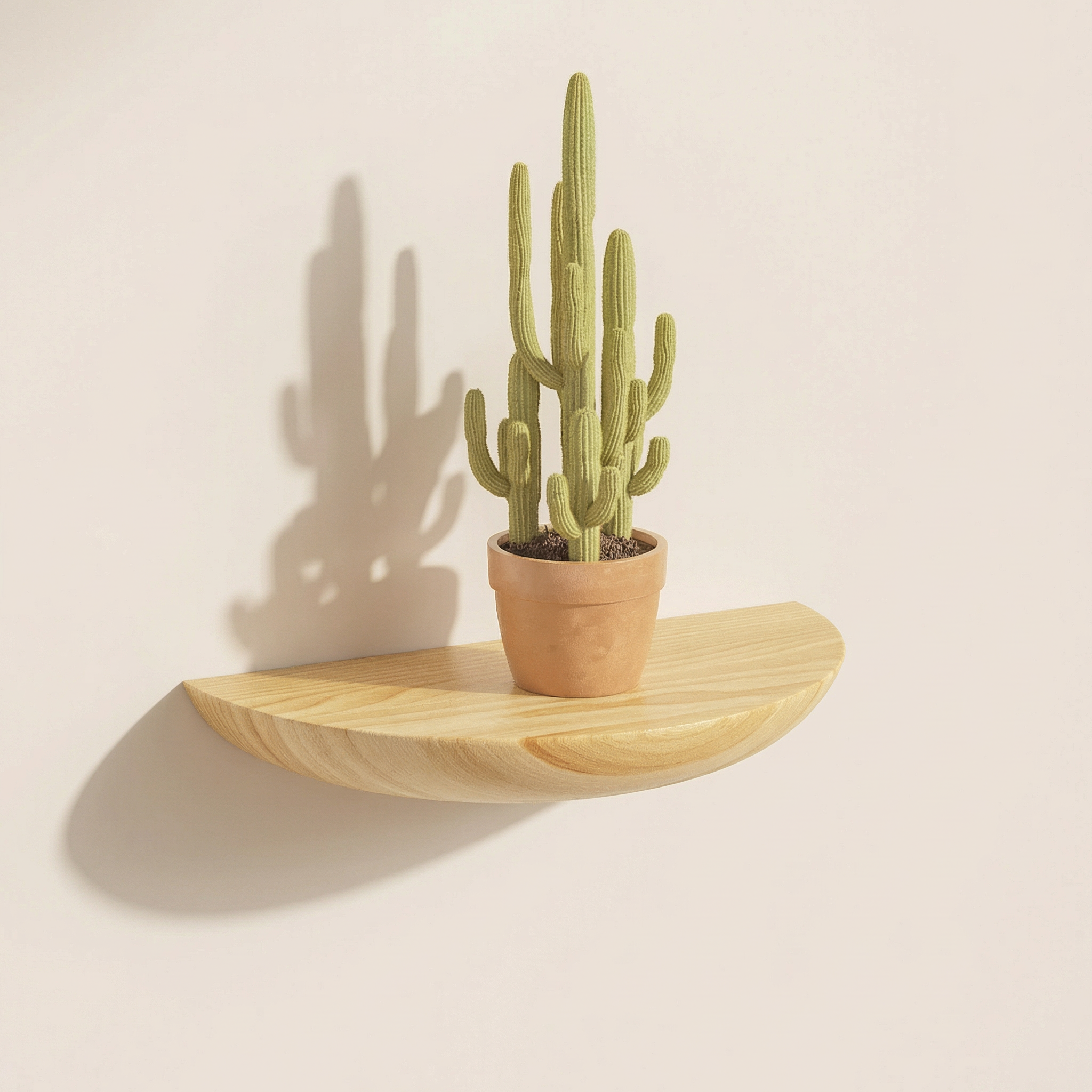 Crescal Half-Moon Floating Shelf – Natural Wood Wall Mounted Display Shelf Modern Minimalist Decor