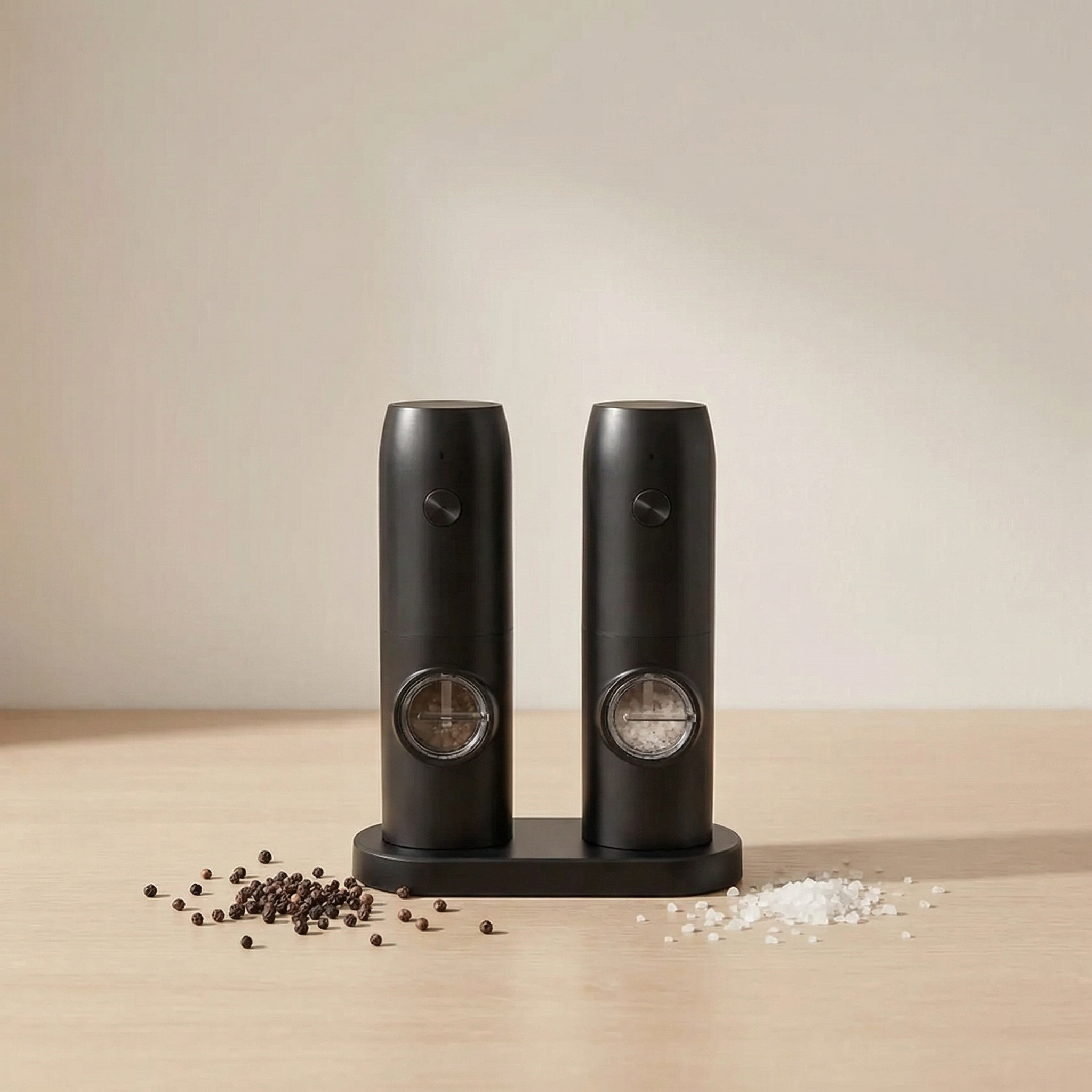 Cylven Electric Salt Pepper Grinder Set – USB Rechargeable Ceramic Adjustable Kitchen Mill Black