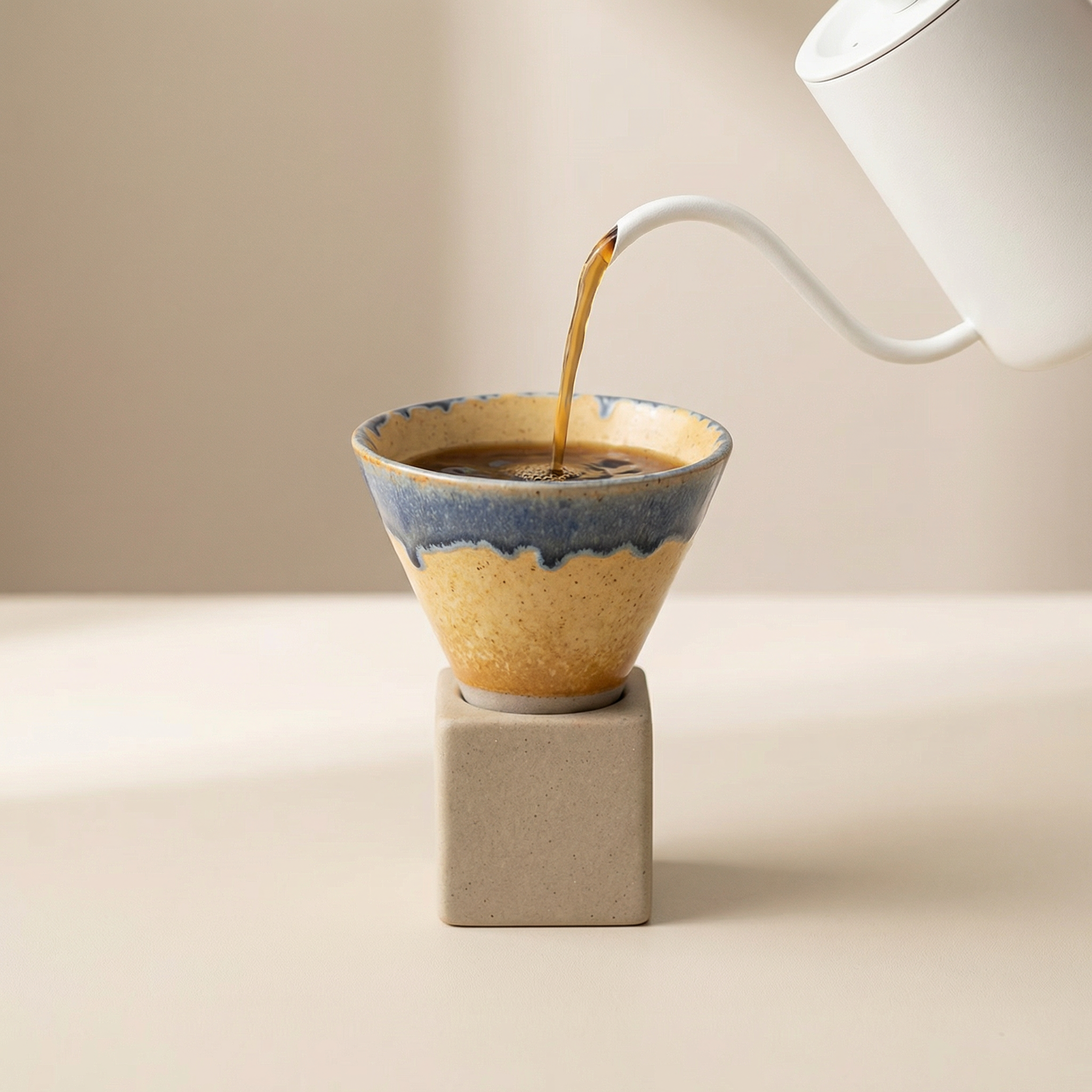 Cascada Ceramic Espresso Cup – Handmade Artisan Coffee Mug Minimalist Kitchen Drip Glaze Design