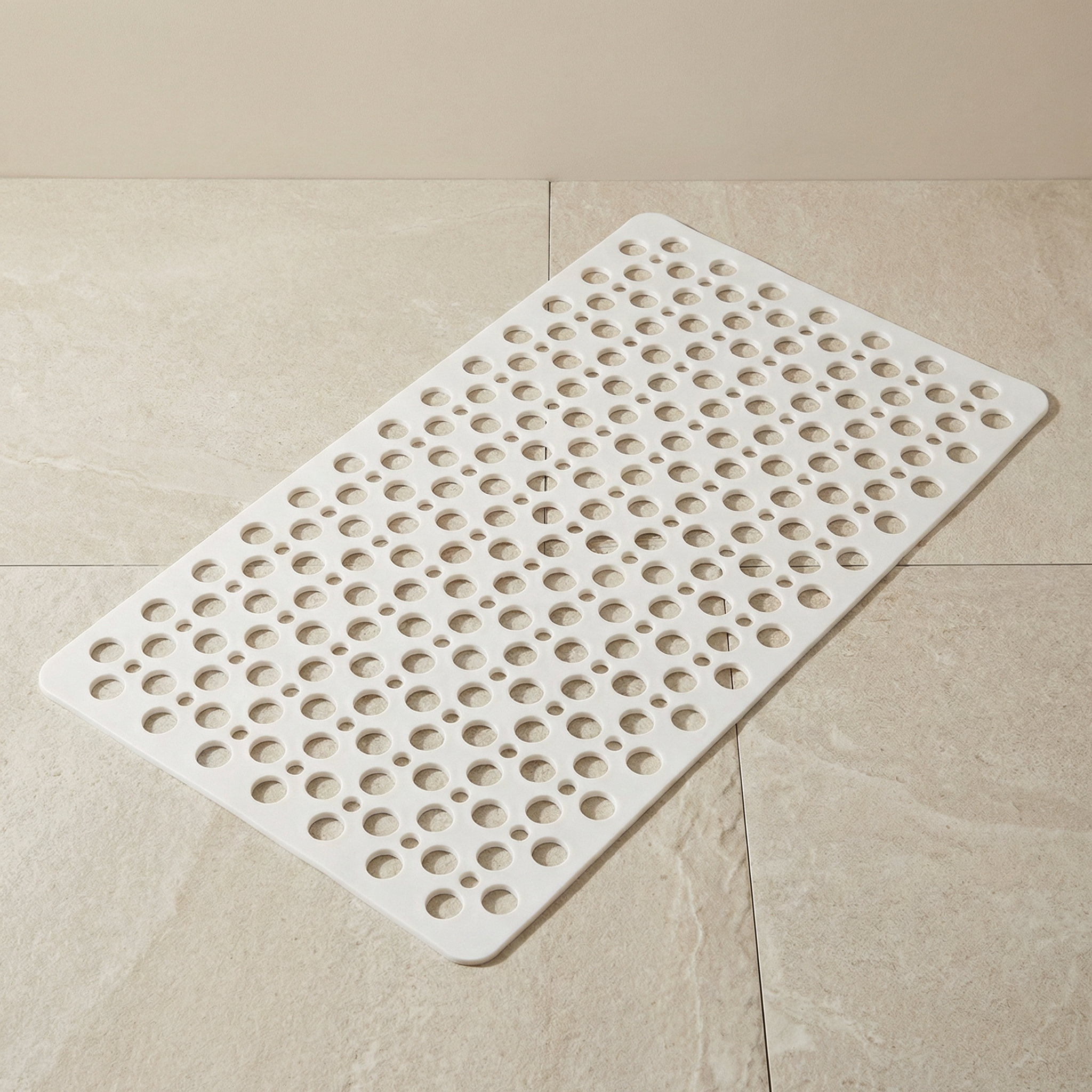 Porevo Shower Mat – Non Slip Bathtub Mat Drain Holes Suction Cup White Bathroom Safety