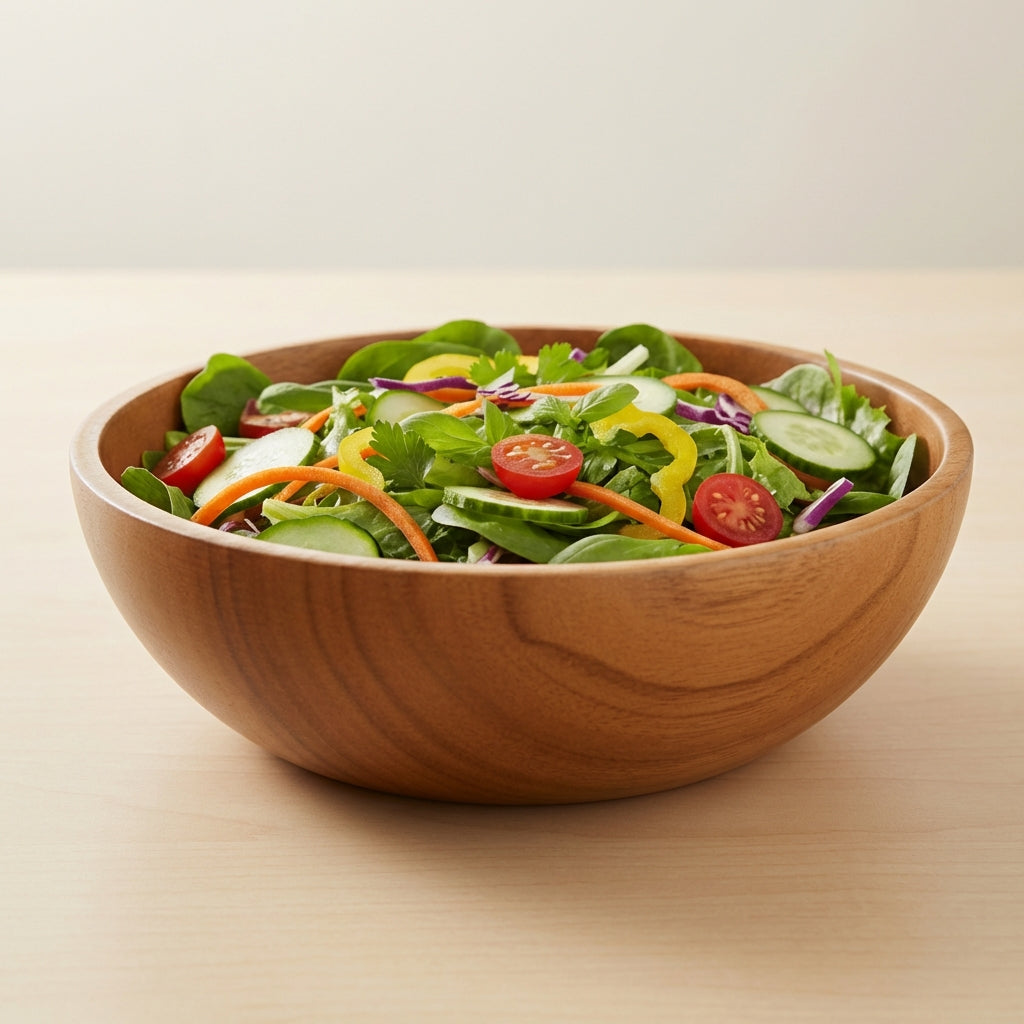 Hearthwood Serving Bowl – Large Natural Wood Salad Bowl Kitchen Dining Fruit Display Rustic Farmhouse
