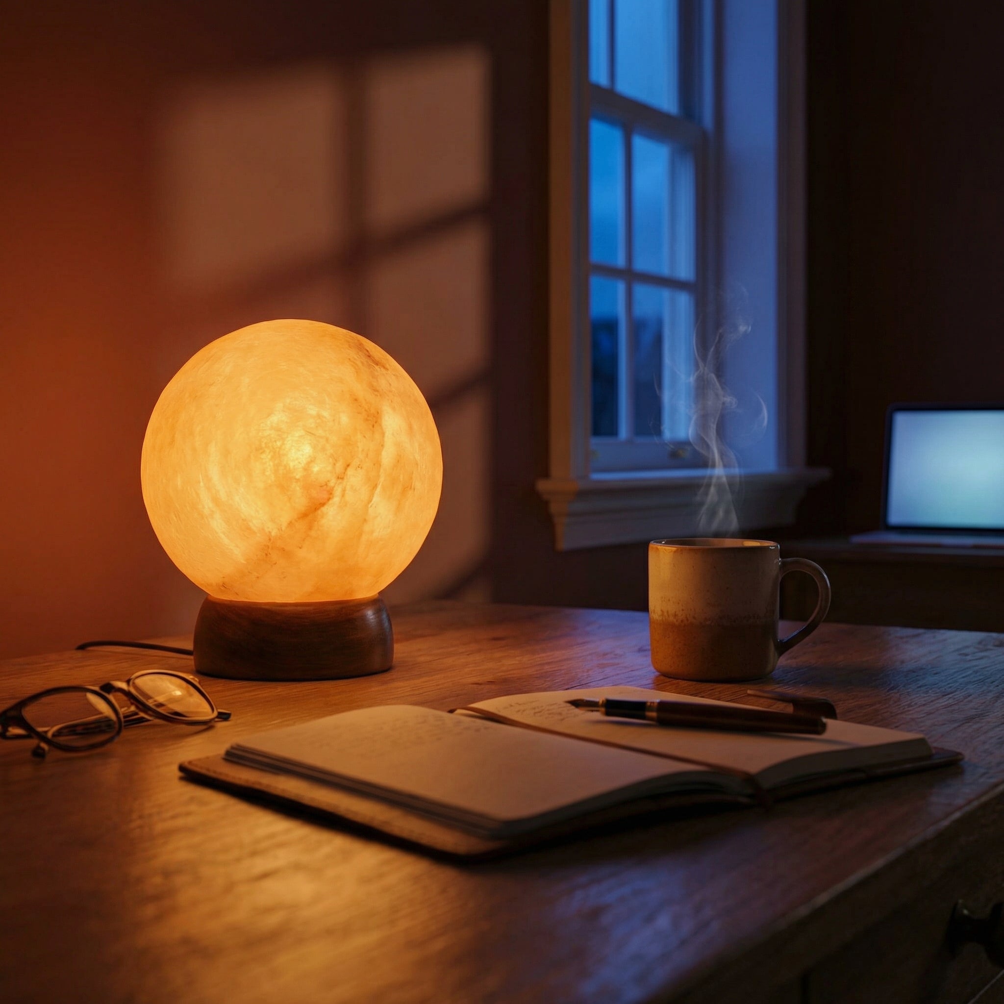Lunara Glow Orb Table Lamp – Modern Marble Sphere Bedside Ambient Nightstand Light