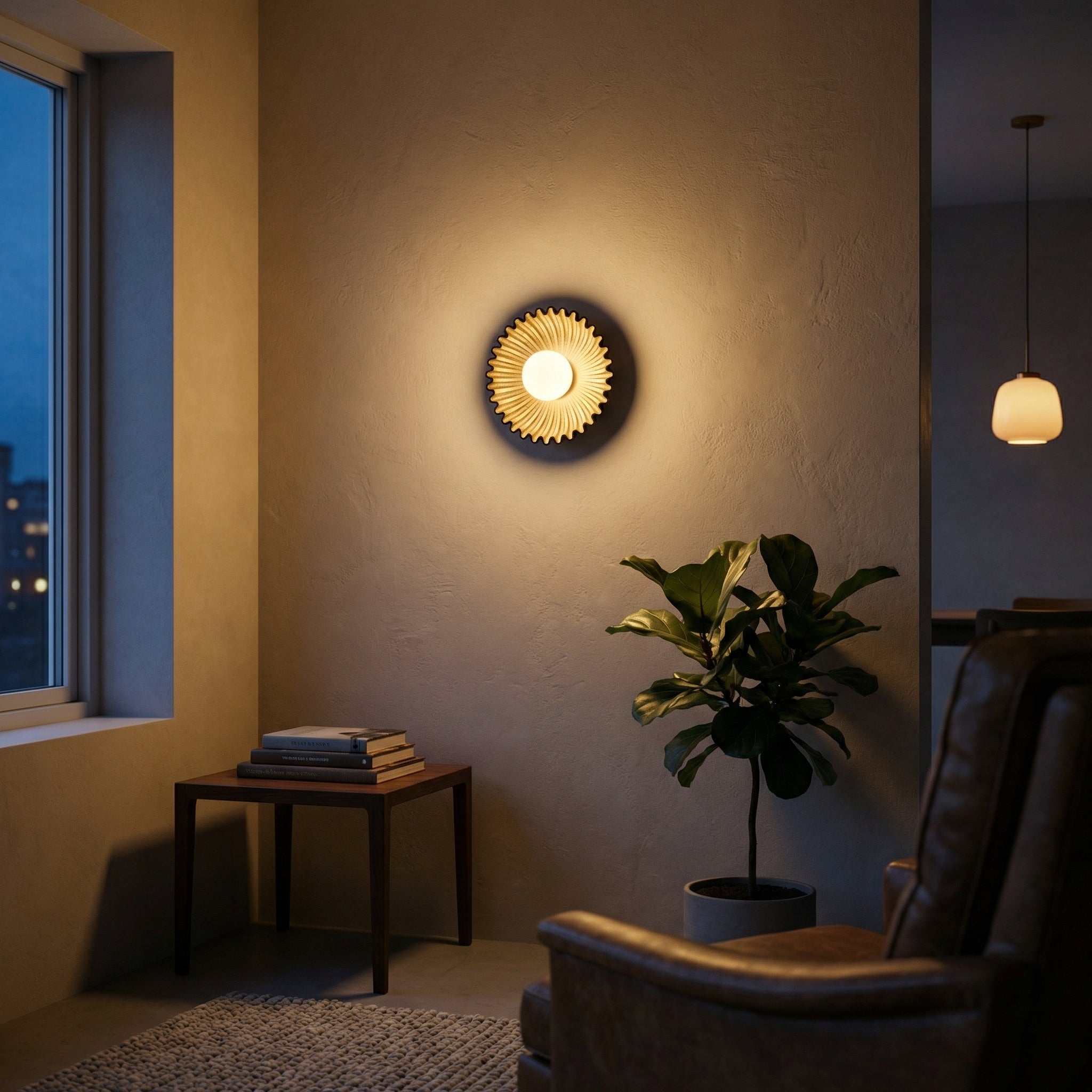 Solara Radiant Round Wall Sconce – Modern LED Sunburst Decorative Accent Sconce Light