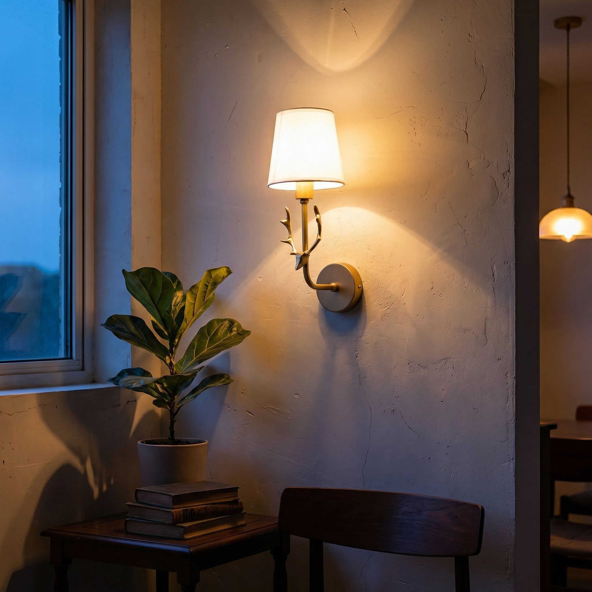 Bella Bow Wall Sconce – Gold Brass Bedroom Living Room Fabric Shade Light Fixture