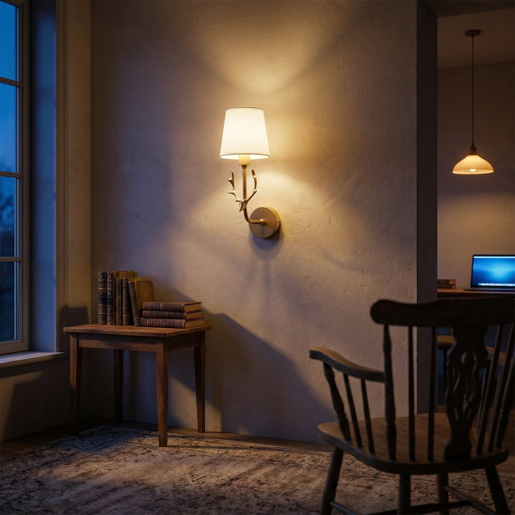 Bella Bow Wall Sconce – Gold Brass Bedroom Living Room Fabric Shade Light Fixture