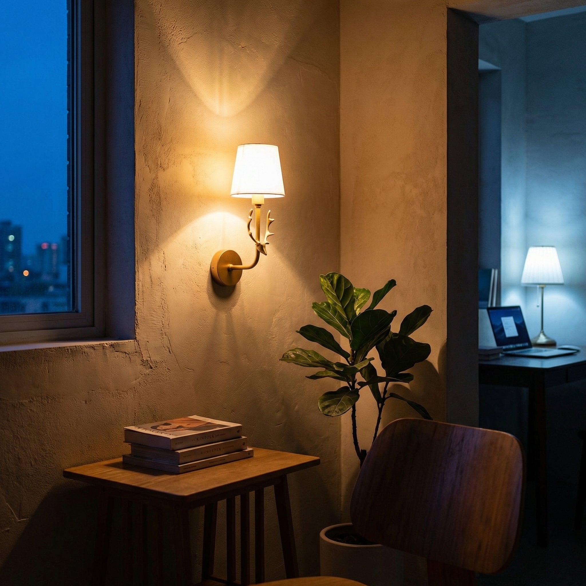 Bella Bow Wall Sconce – Gold Brass Bedroom Living Room Fabric Shade Light Fixture