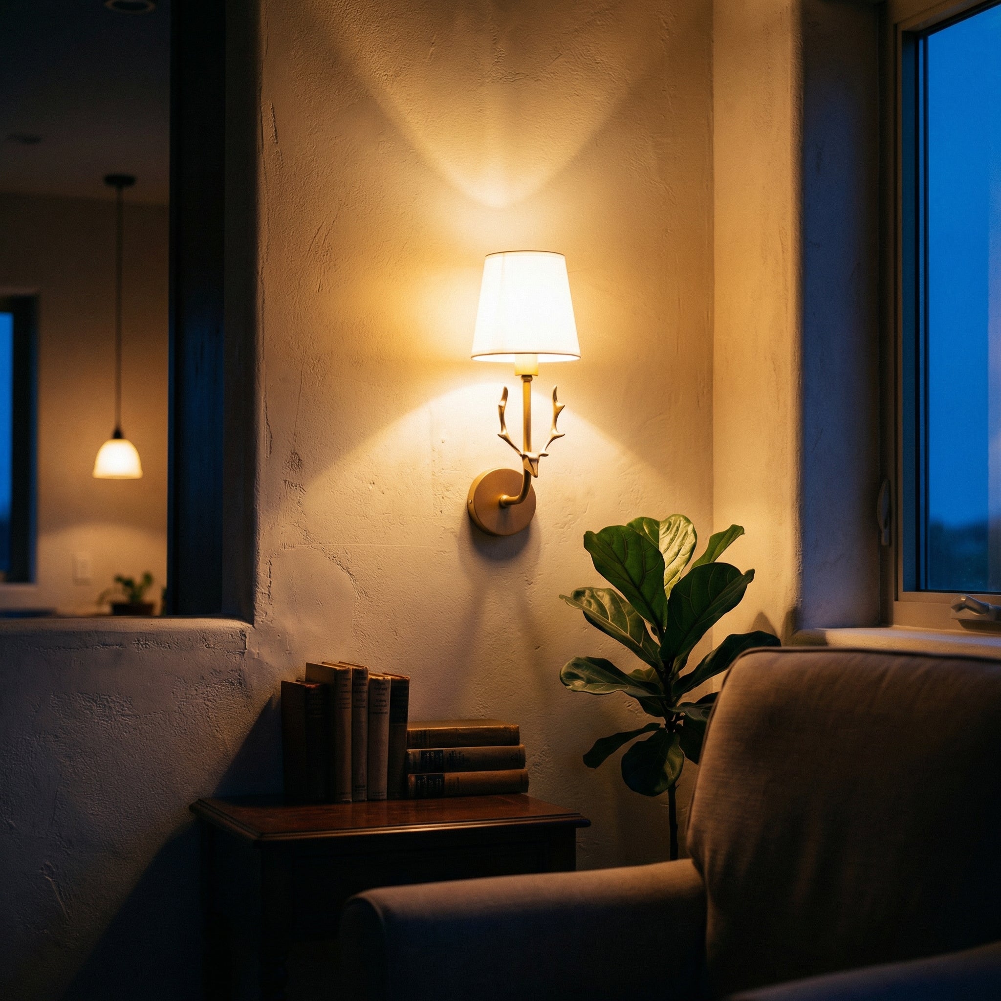 Bella Bow Wall Sconce – Gold Brass Bedroom Living Room Fabric Shade Light Fixture