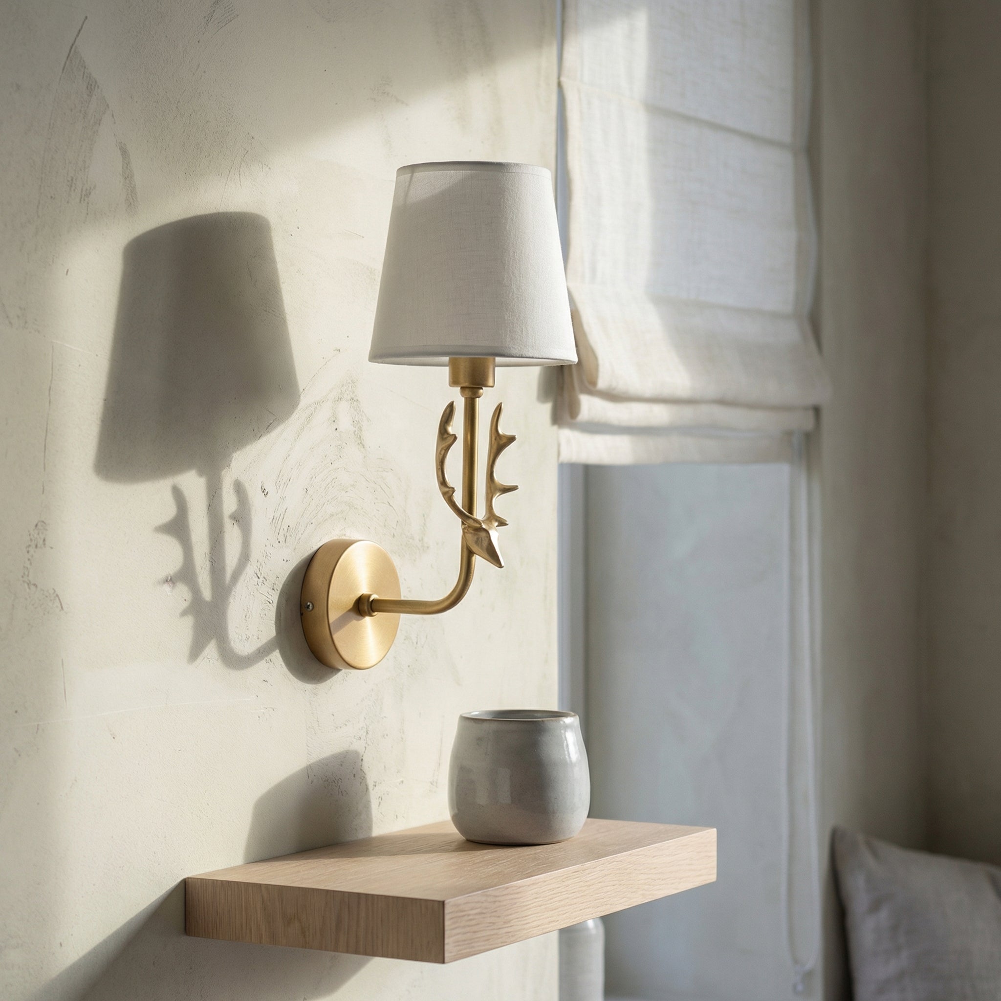 Bella Bow Wall Sconce – Gold Brass Bedroom Living Room Fabric Shade Light Fixture