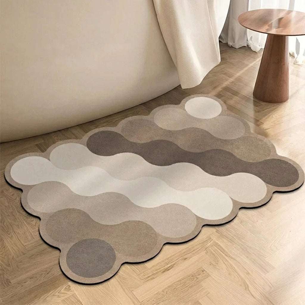 Ondula Wave Bath Mat – Quick Dry Diatomite Stone Shower Mat Non-Slip Absorbent Bathroom Floor