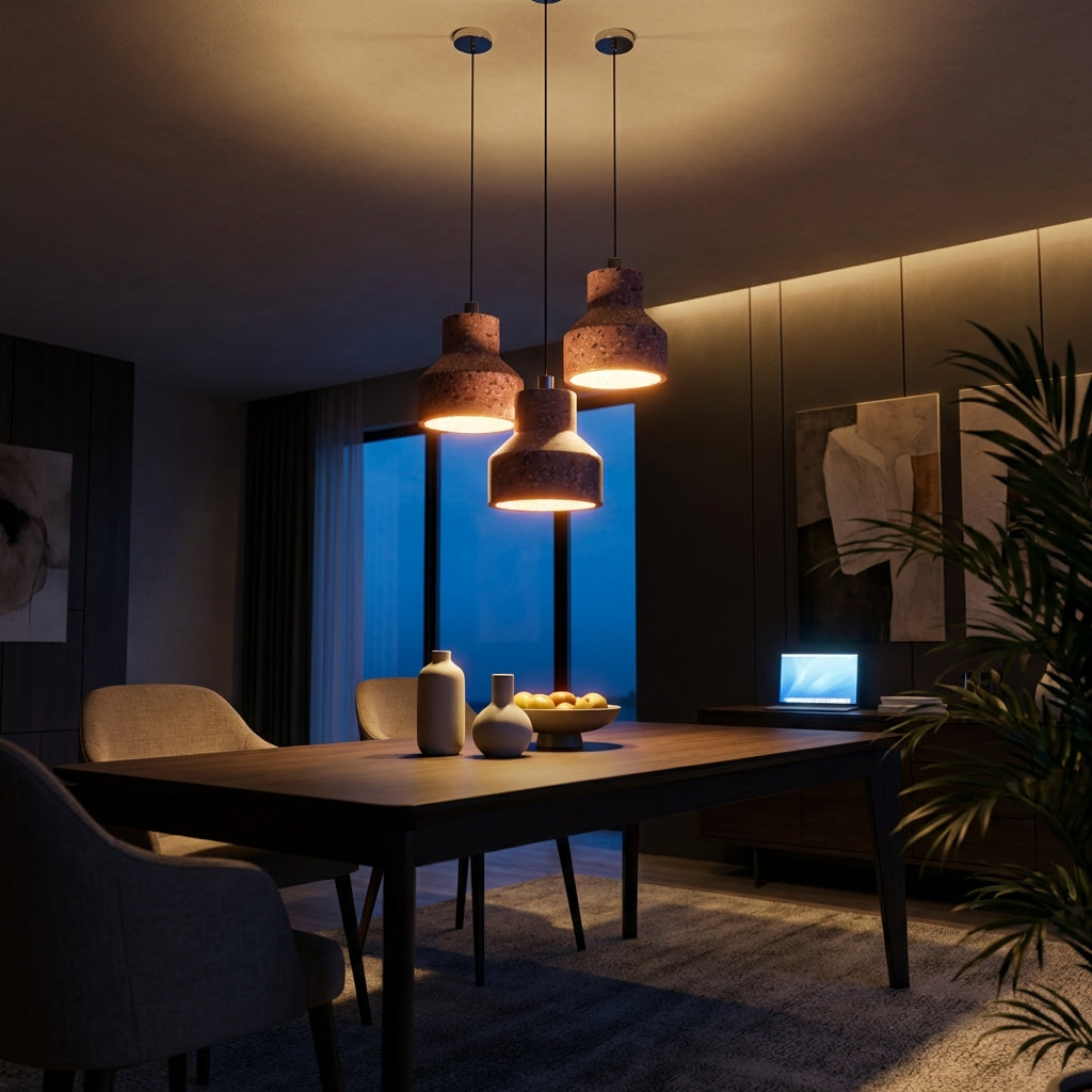 Terrazzo Pendant Light with Brass Accent – Modern Concrete Hanging Fixture for Kitchen Island Dining Room