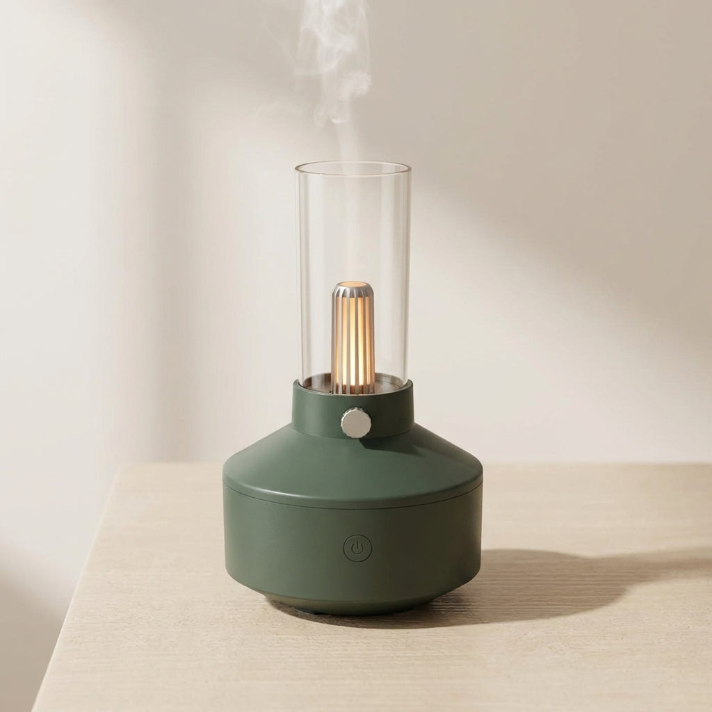 Verdant Mist Aroma Diffuser – LED Flameless Candles Decorative Lanterns Table Lamp Bedroom Living Room
