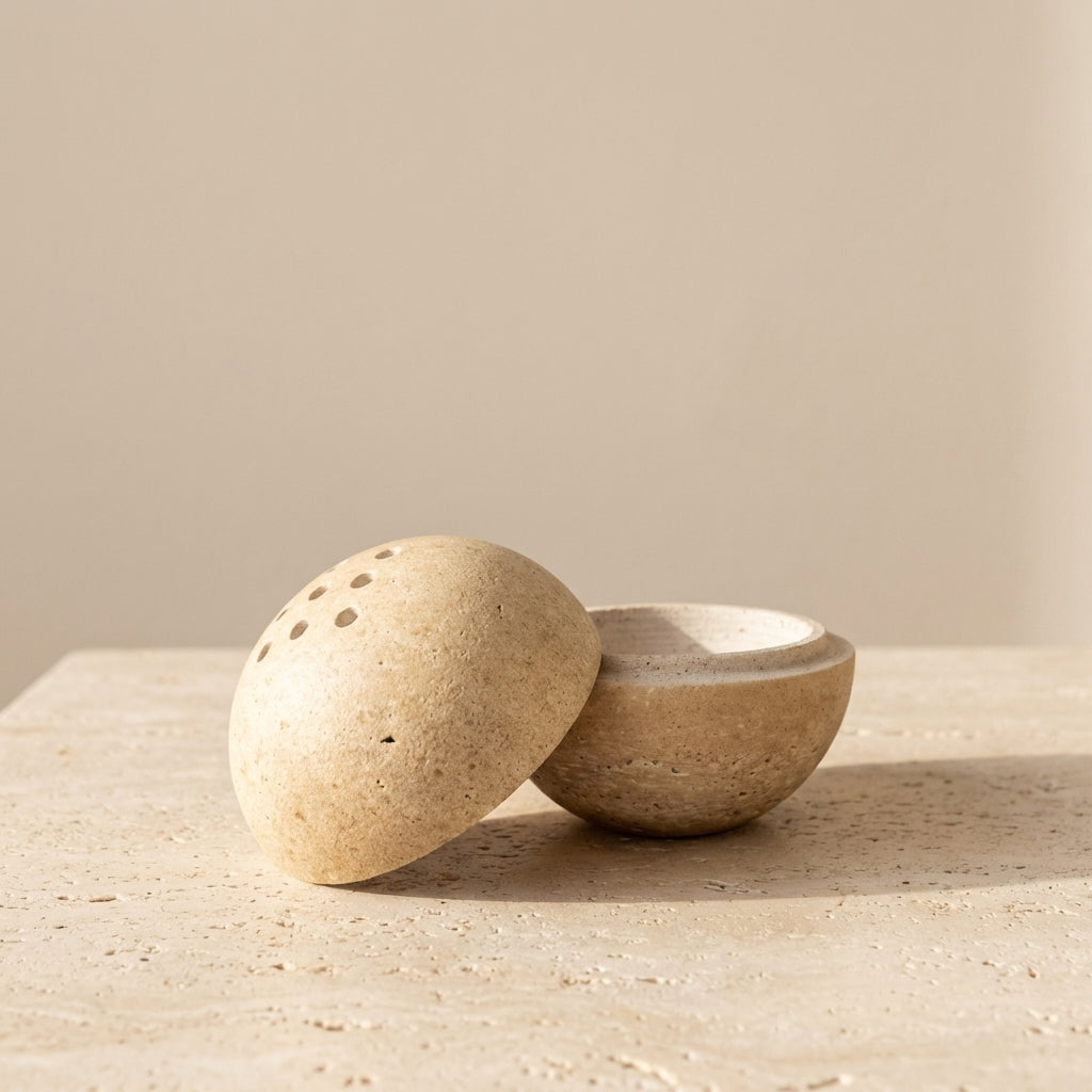 Terraza Stone Incense Burner – Natural Marble Travertine Bowl Aromatherapy Home Decor