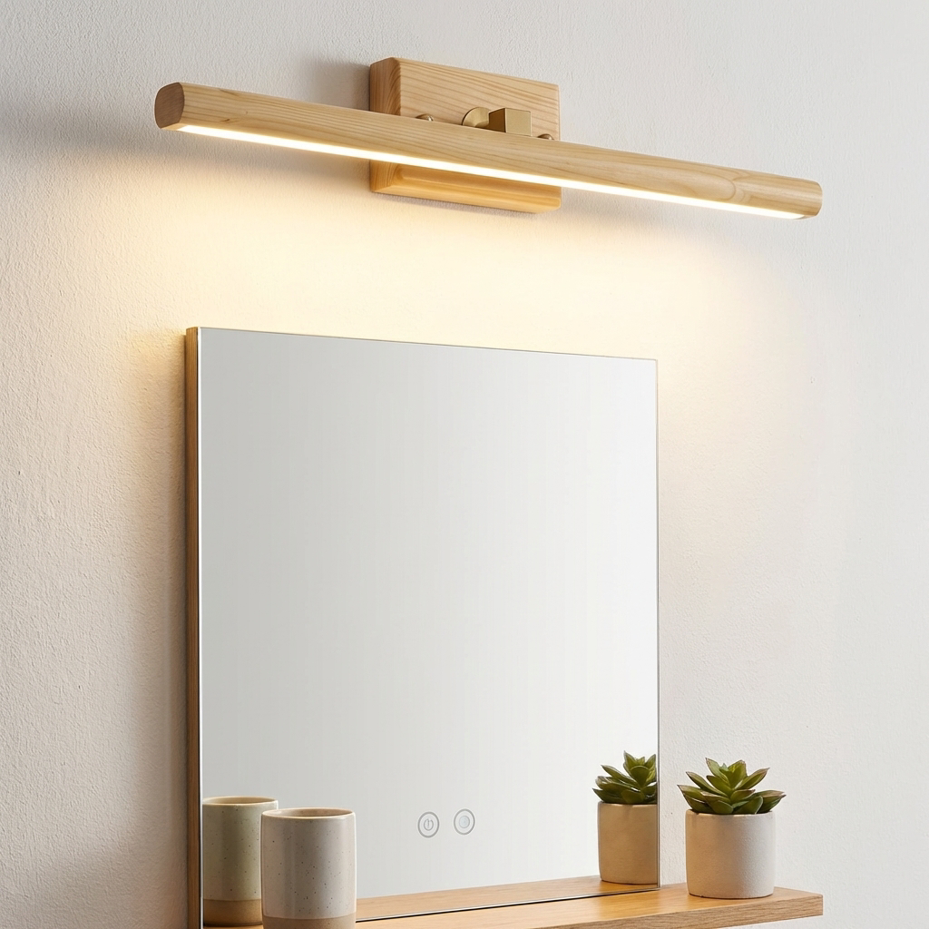 Lunaro LED Vanity Light Bar – Modern Wood Bathroom Mirror Wall Sconce Linear Lighting Fixture