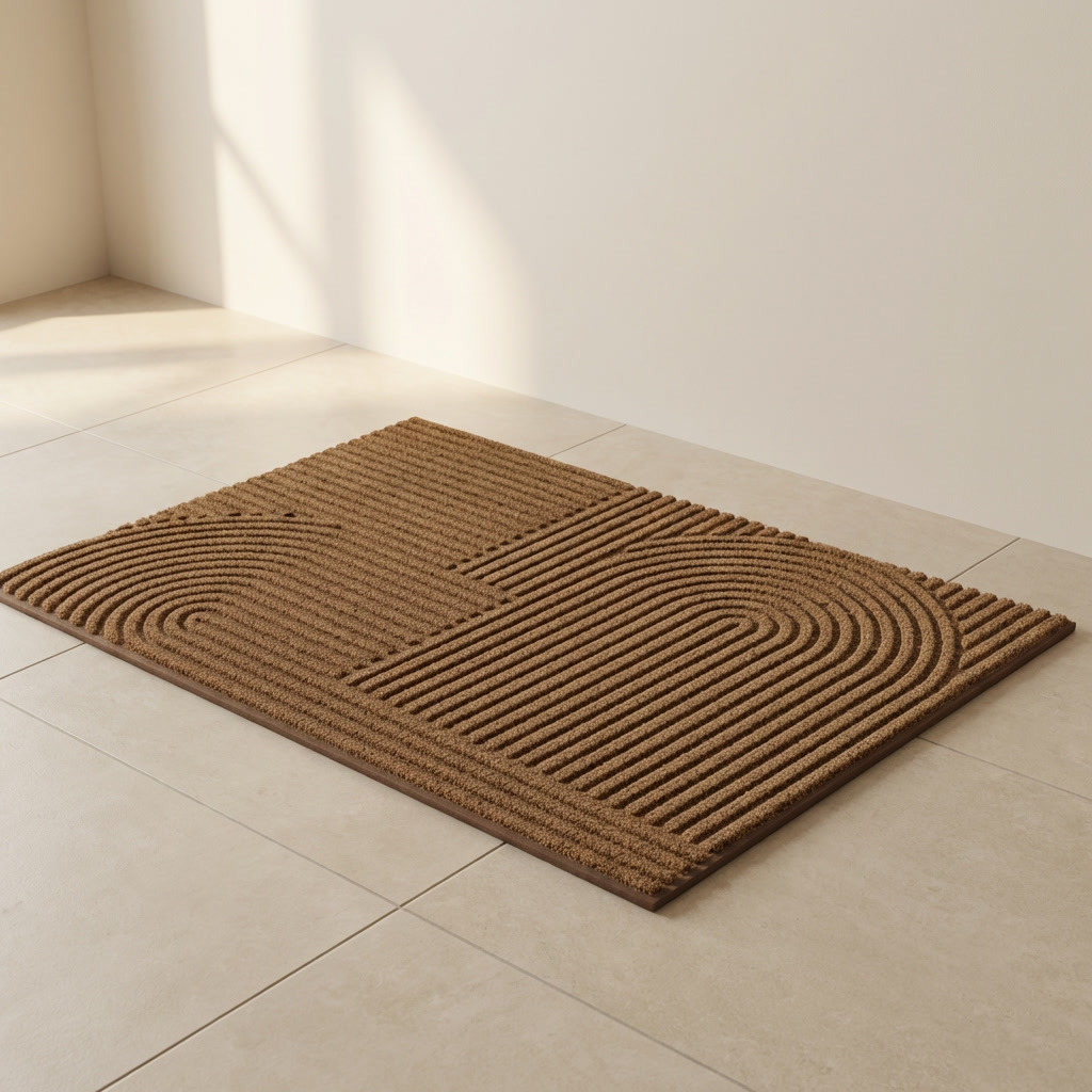Wavecrest Entrance Mat – Outdoor Indoor Door Mat Rubber Backed Polyester Textured Non Slip Entryway