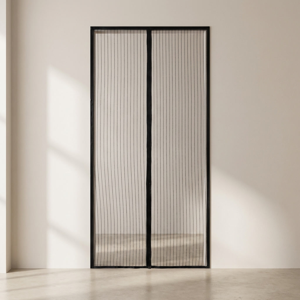 Entrava Magnetic Door Screen – Mesh Insect Curtain Hands Free Entryway Reinforced Edge Black Frame