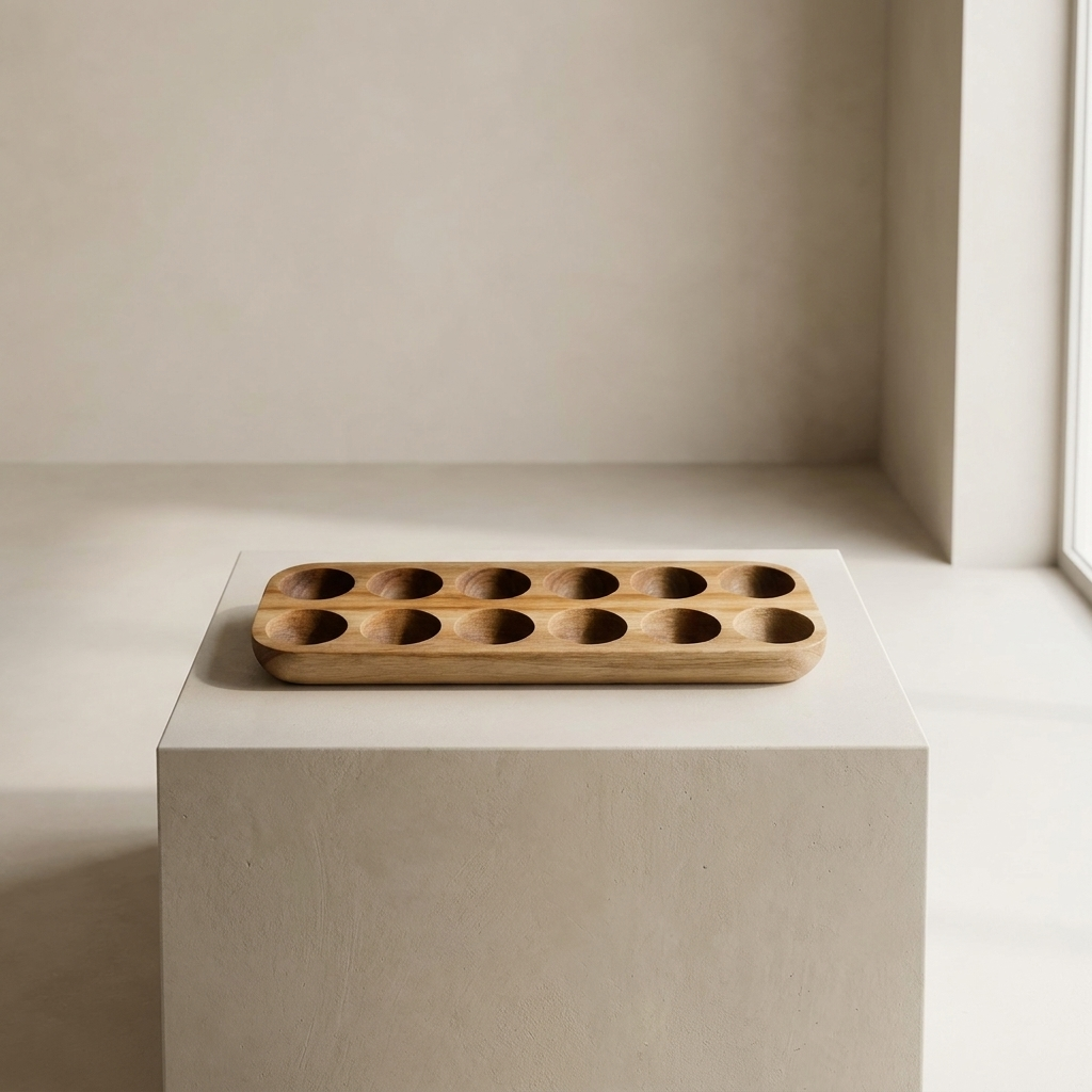 Cadell Egg Tray – Acacia Wood 12-Slot Kitchen Storage Organizer Natural Farmhouse Display Holder
