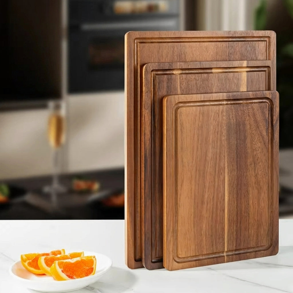 Timbren Acacia Cutting Board Set – Wood Butcher Block Juice Groove Kitchen Chopping Board 3 Sizes