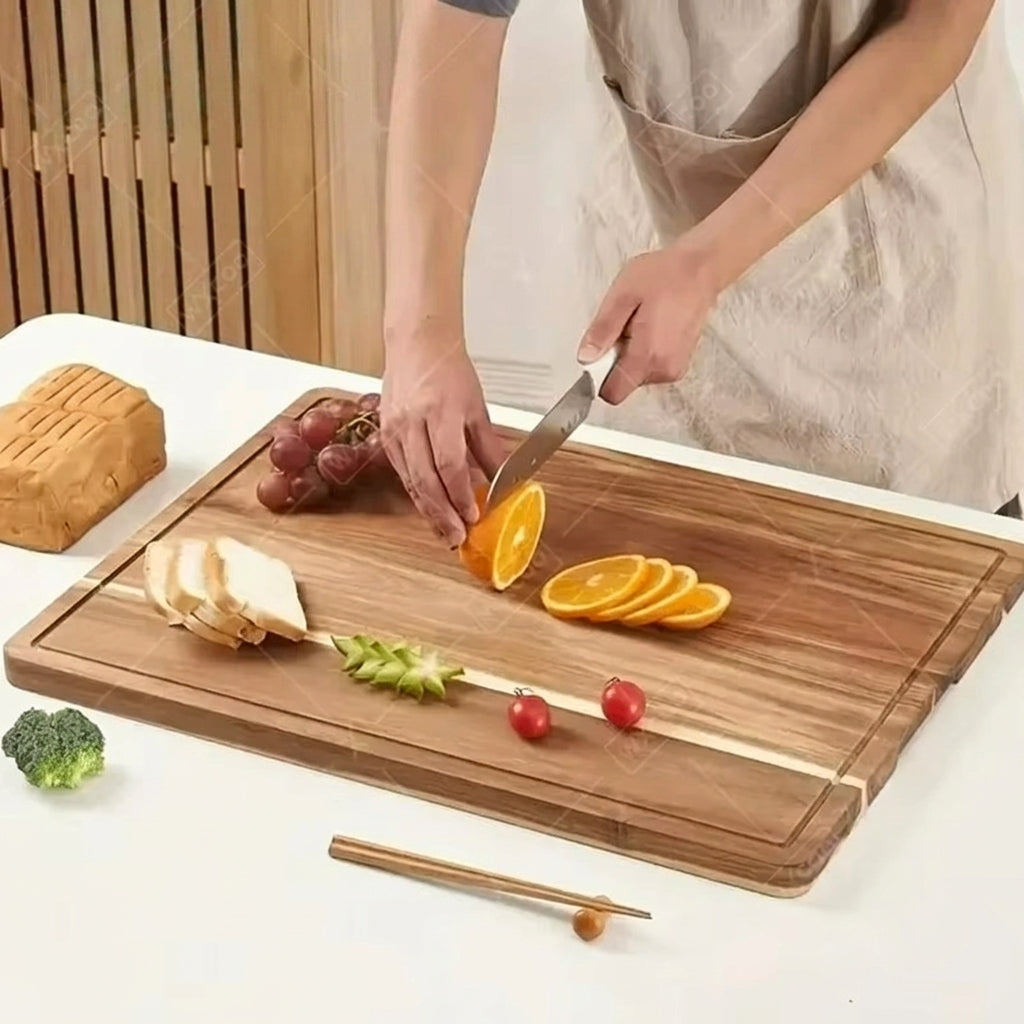 Timbren Acacia Cutting Board Set – Wood Butcher Block Juice Groove Kitchen Chopping Board 3 Sizes