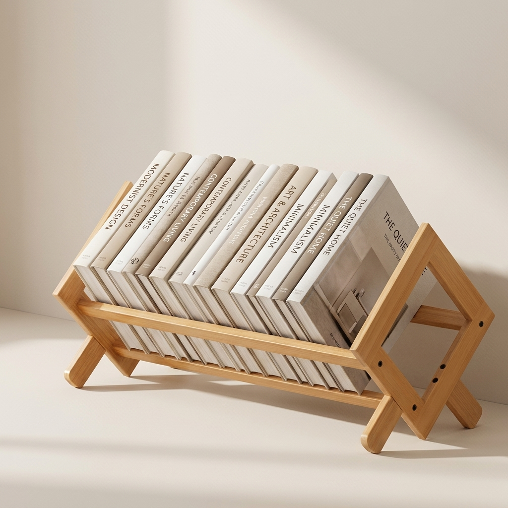 Stratum Desktop Organizer Rack – Bamboo Wood Tabletop Storage Shelf Home Office Decor Display Stand