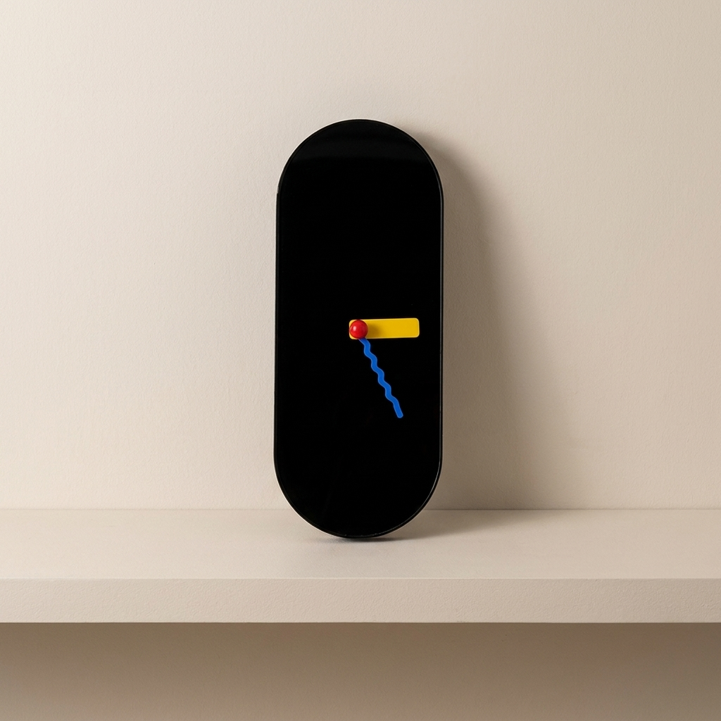 Picasso Oval Wall Clock – Modern Artistic Numberless Silent Quartz Black Home Decor Living Room Bedroom