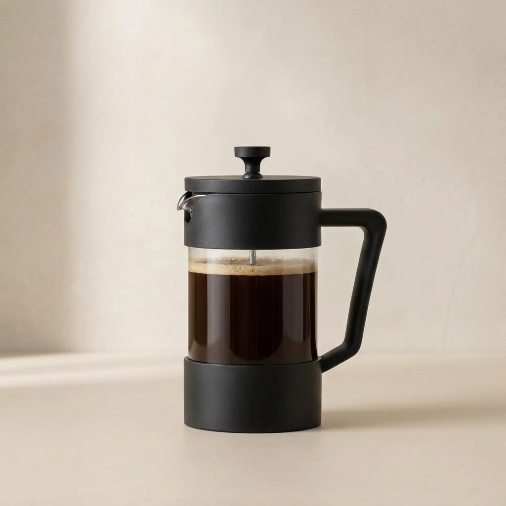 Brewton Press Coffee Maker – French Press Heat Resistant Glass Black Matte Kitchen Coffee Brewer