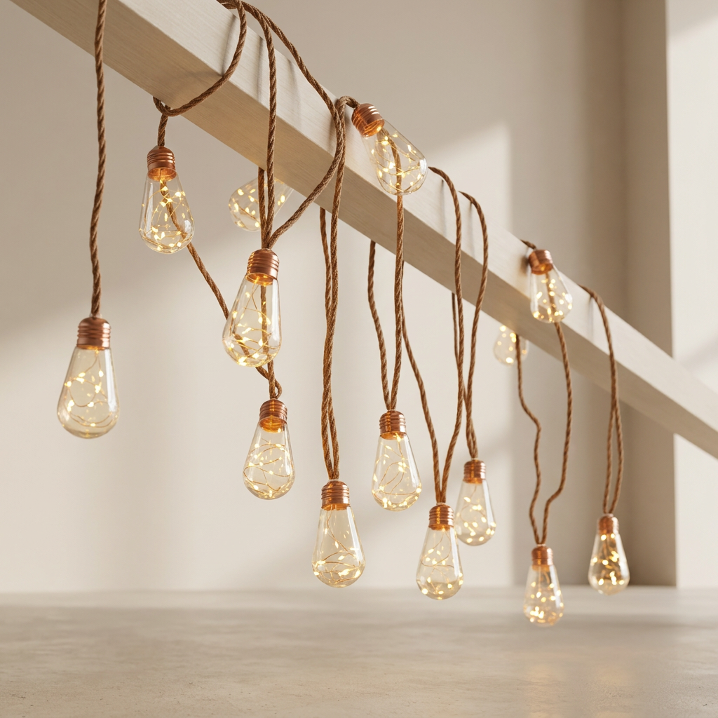 Riftwell Solar String Lights – Hemp Rope LED Filament Bulb Decorative Lighting Outdoor Patio Garden Warm White