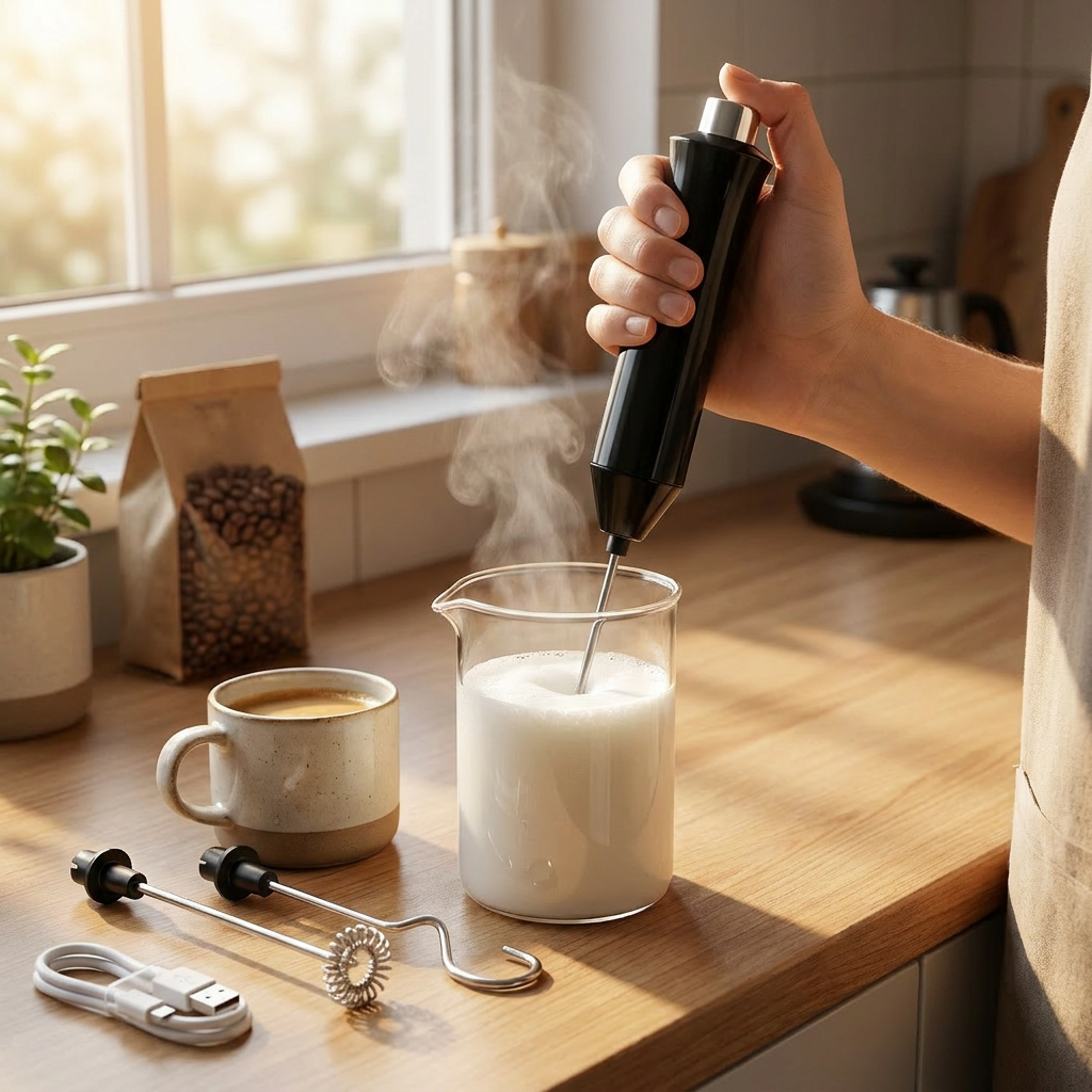 Whisken Rechargeable Milk Frother – Handheld Electric Kitchen Mixer 3 Speed Stainless Steel