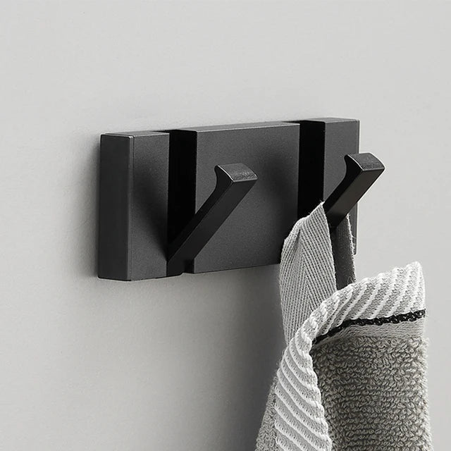 Kolvex Wall Mounted Coat Rack – Black Aluminum Bathroom Towel Hook Entryway Bedroom Organizer