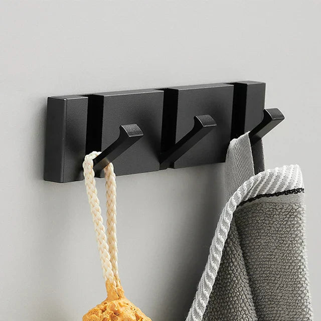 Kolvex Wall Mounted Coat Rack – Black Aluminum Bathroom Towel Hook Entryway Bedroom Organizer