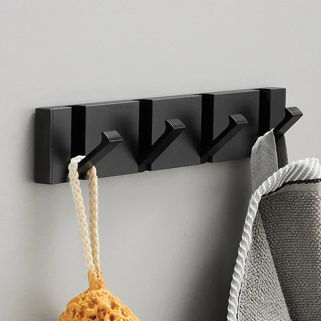 Kolvex Wall Mounted Coat Rack – Black Aluminum Bathroom Towel Hook Entryway Bedroom Organizer