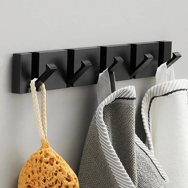 Kolvex Wall Mounted Coat Rack – Black Aluminum Bathroom Towel Hook Entryway Bedroom Organizer